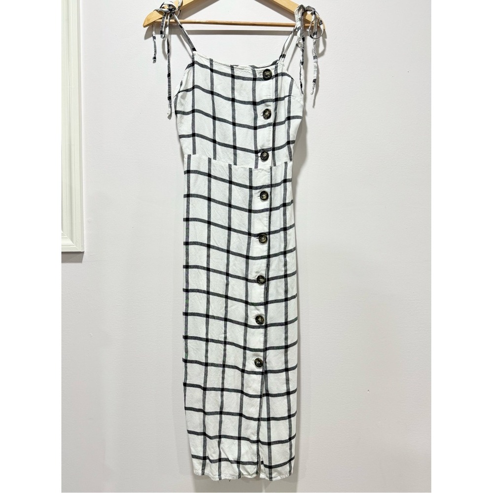 ASOS White Black Grid Check Midi Cami Dress‎ Women's Size 4 Sleeveless